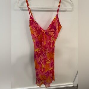 Betsy Johnson Y2K Pink and Orange leaf dress size: M